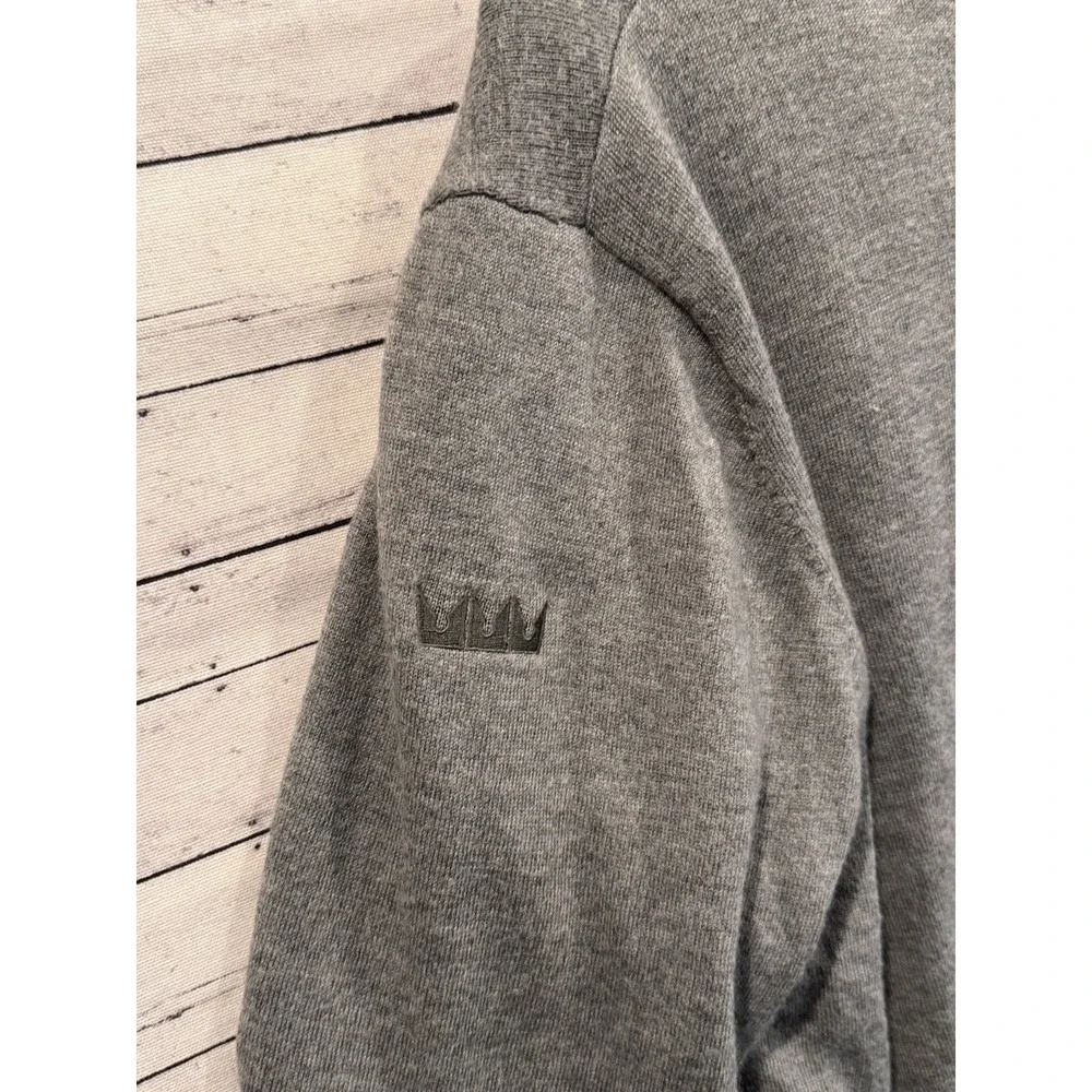 TURTLESON Mens 1/4 Zip Sweater L Gray Pullover Merino Wool Insulated Golf Logo